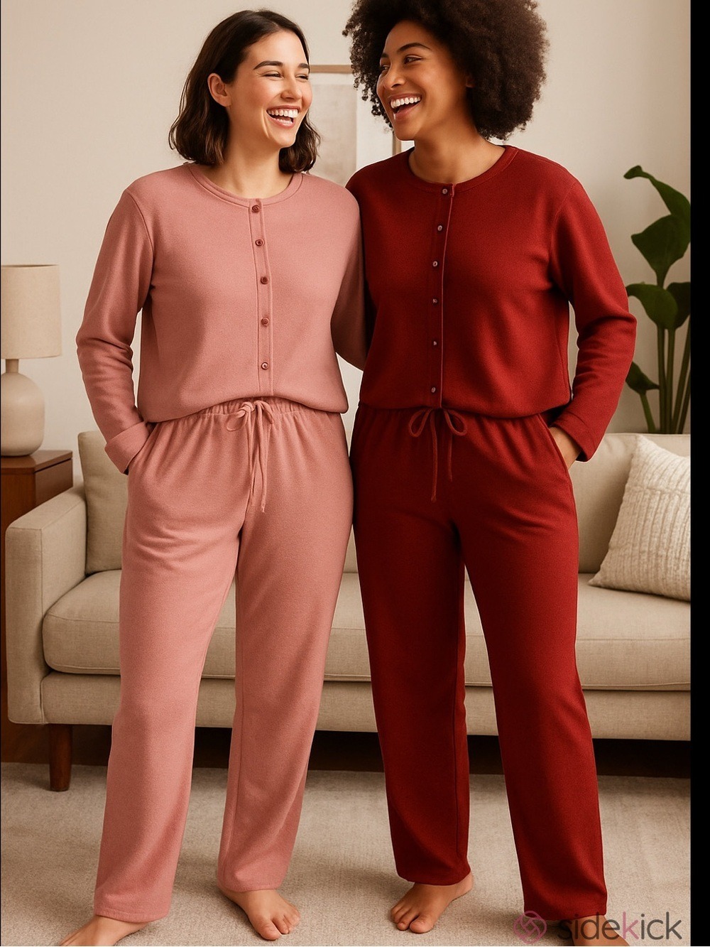 80s 2 ERIKA TAYLOR PINK & RED PAJAMA SETS SOFT COZY SOFT FLEECE & SATIN TRIM SZ